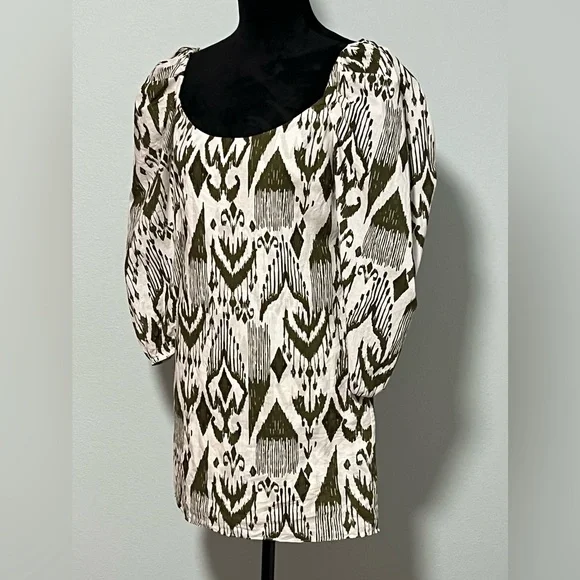 Misa Los Angeles Olive Green and White Long Sleeve Mini Dress - Picture 3 of 7